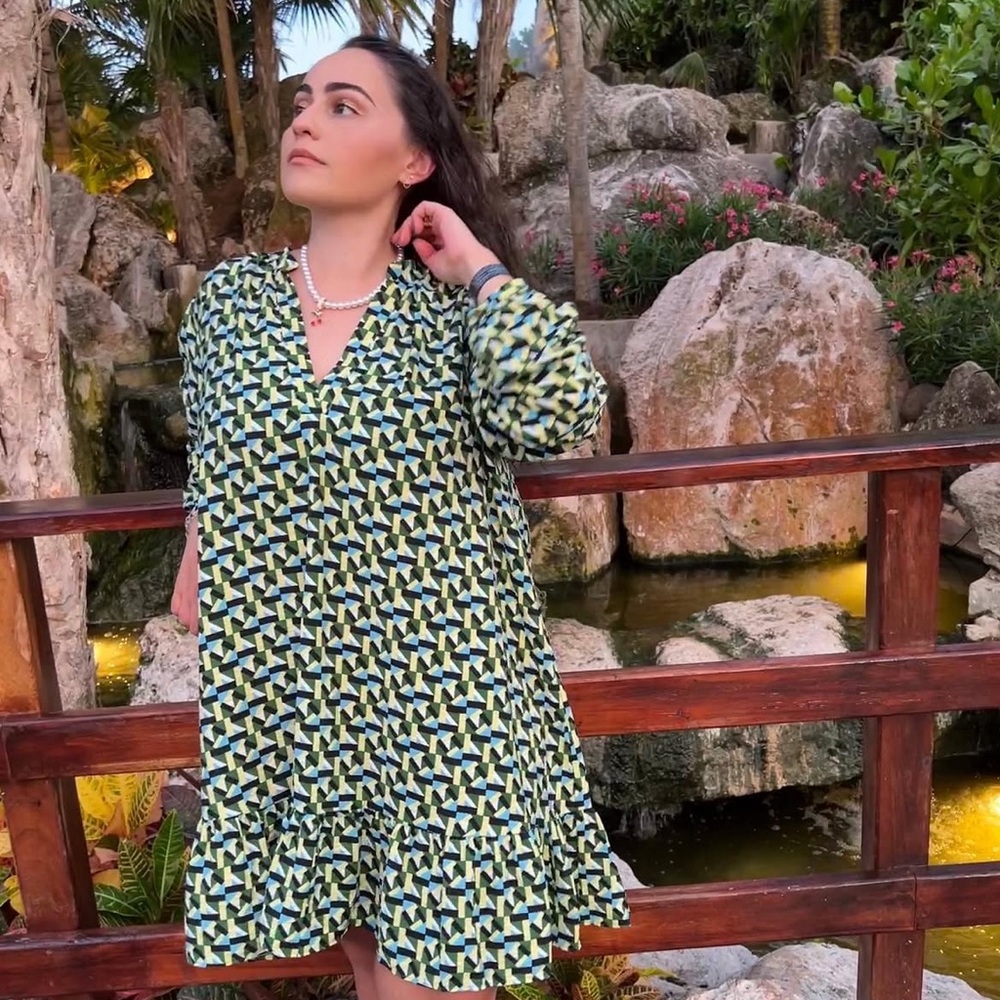 Zara Geometric Print Midi Dress